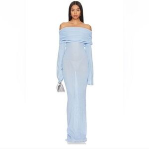 Elegant Light Blue Off-Shoulder Gown